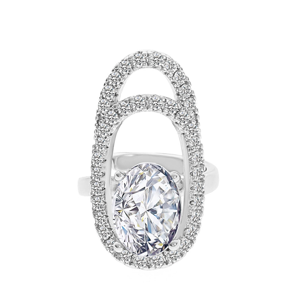 Korean Crystal Geometric Adjustable Ring