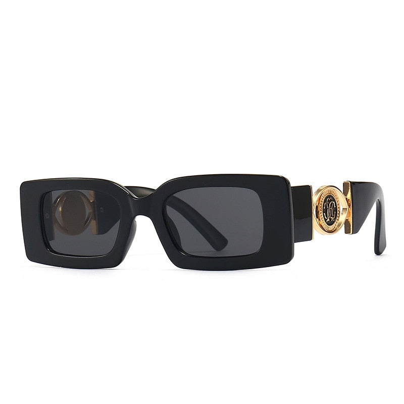 Vintage Fashion Square Luxury Designer Black Sun glasses