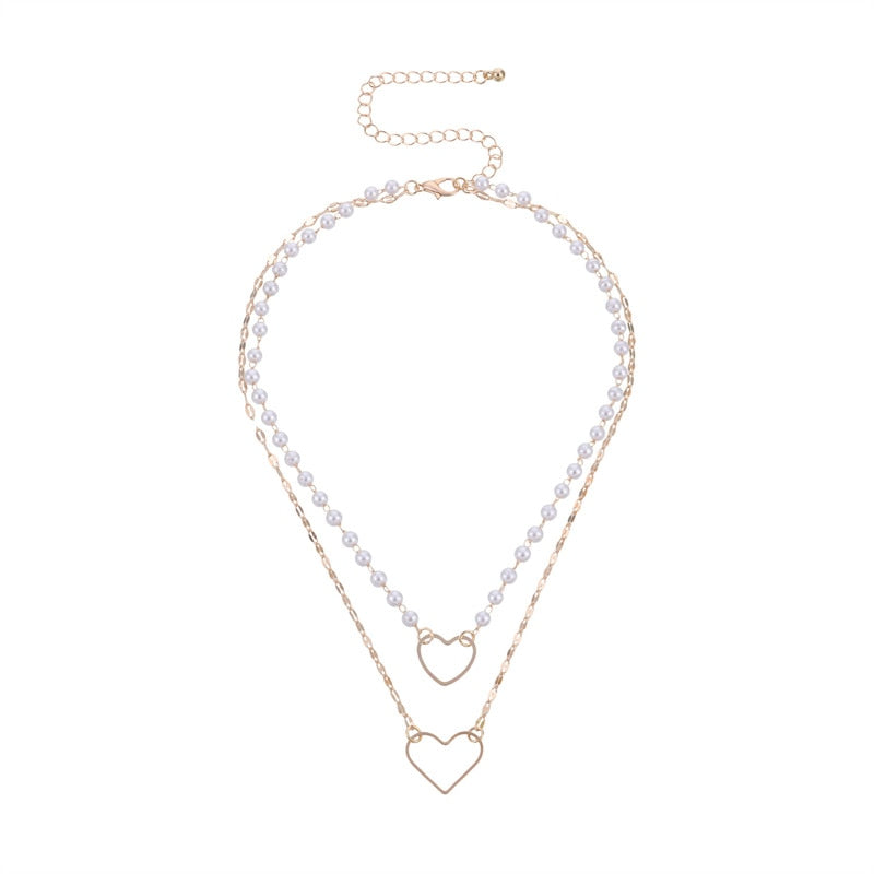 Kpop Vintage Metal Heart Neck Chains Choker Grunge Necklaces