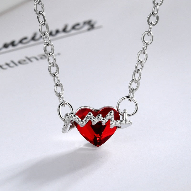Shiny Bling Zircon Double Layer Heart Clavicle Chain  Necklace