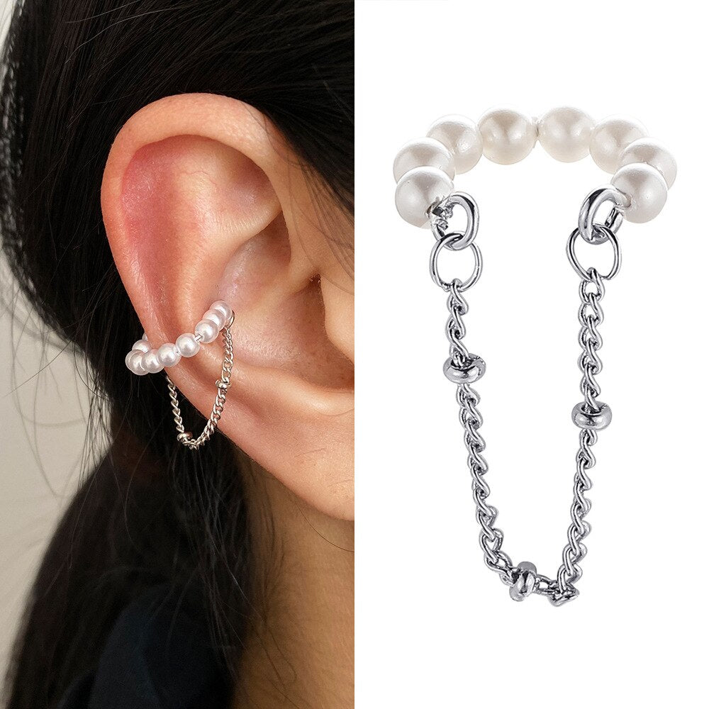 JWER New Long Tassel Ear Cuff Multilayer No Piercing
