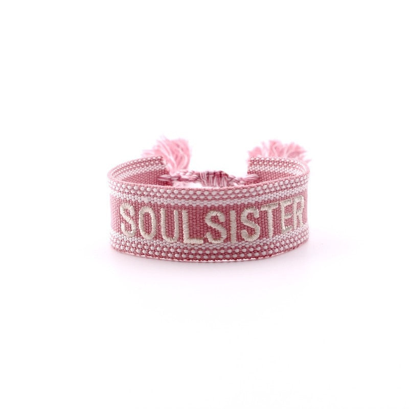 Bohemia Embroidery Letters Woven Tassel Bracele