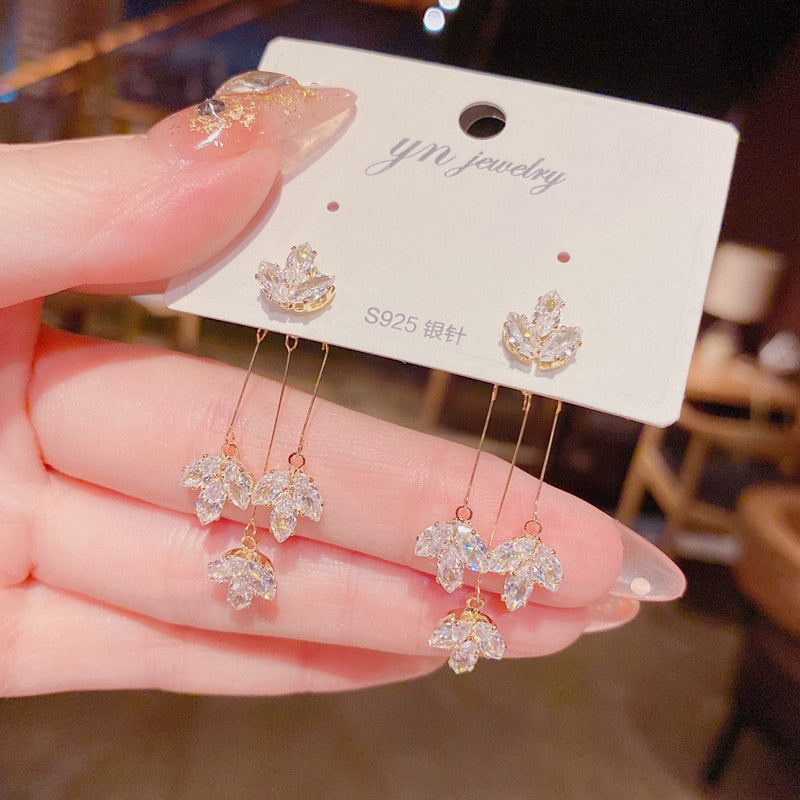 South Korea new flower tassel long earring