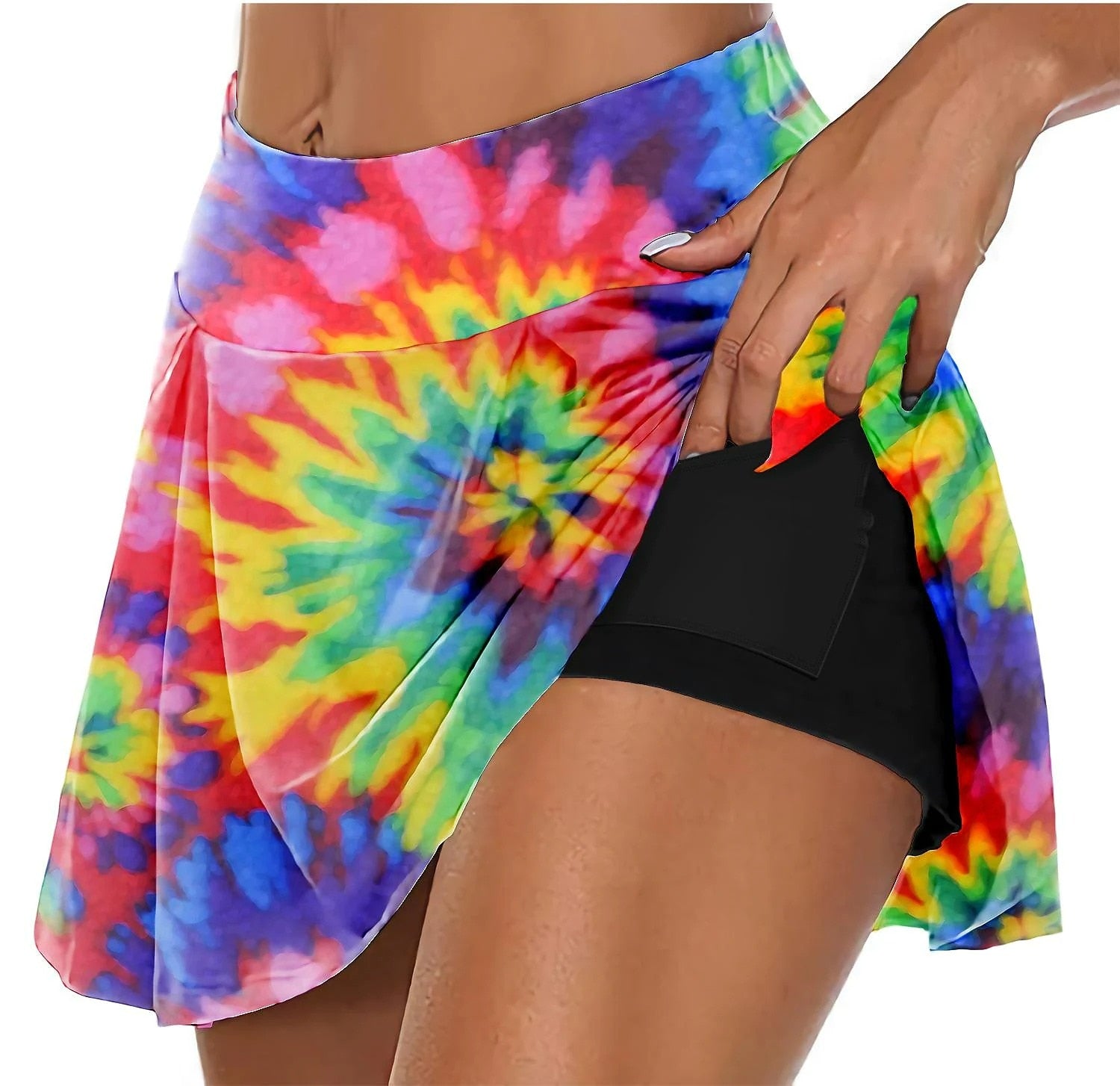 Women's Fitness Pleated Skirt Dancing Running Fitness Anti-glare High Waist Double-Layer Tennis Skirts Badminton Golf Skirt