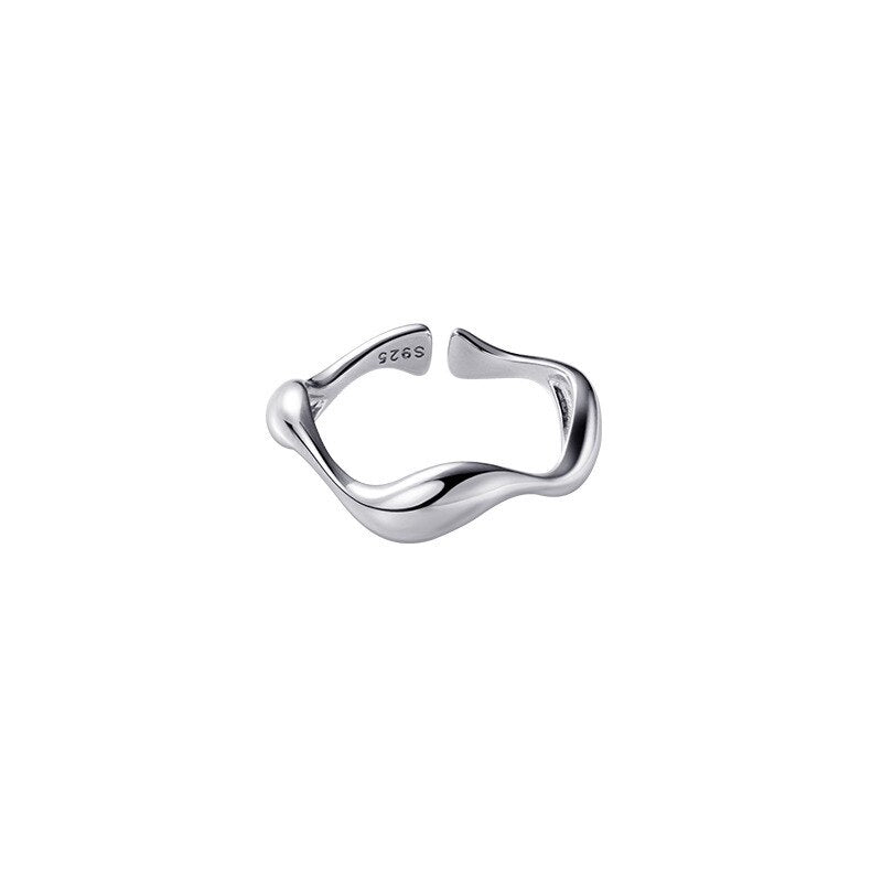 Modian 925 Sterling Silver Irregular Design Water Drop Stackable Finger Ring - Jeglowstore