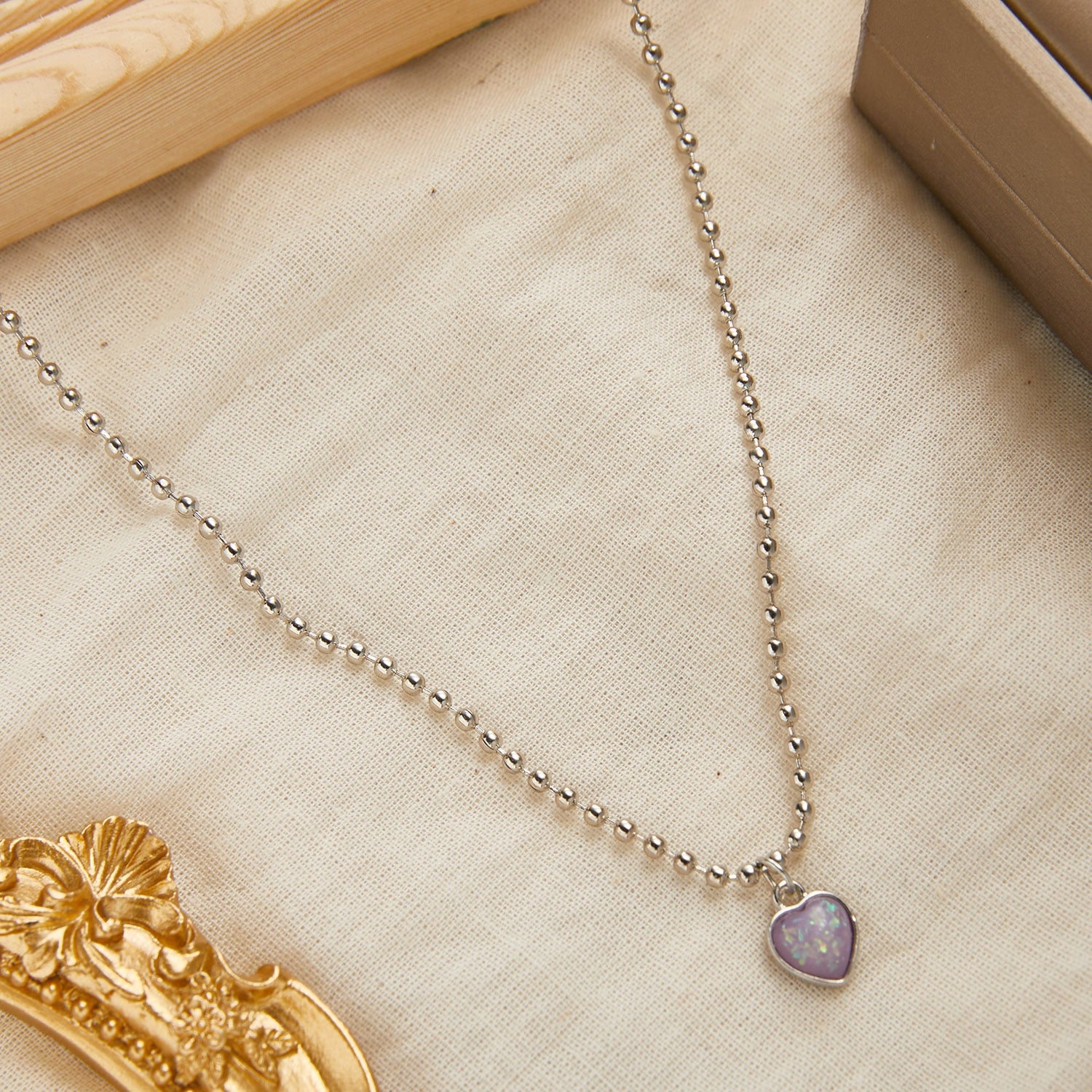 Shiny Bling Zircon Double Layer Heart Clavicle Chain  Necklace