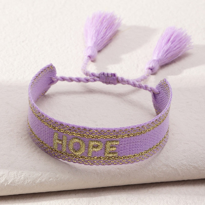 Bohemia Embroidery Letters Woven Tassel Bracele