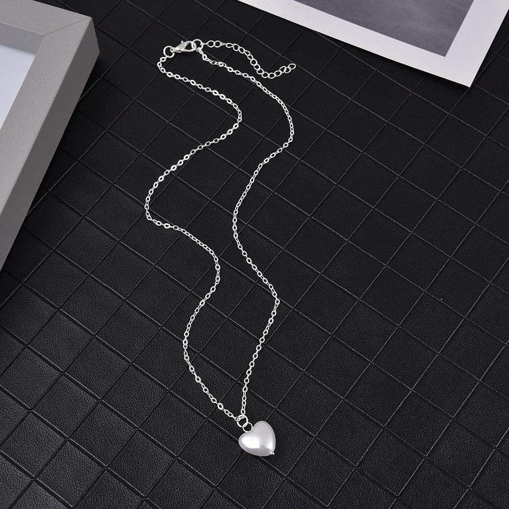 SUMENG Double Layer Chain  Kpop Pearl Choker Necklace