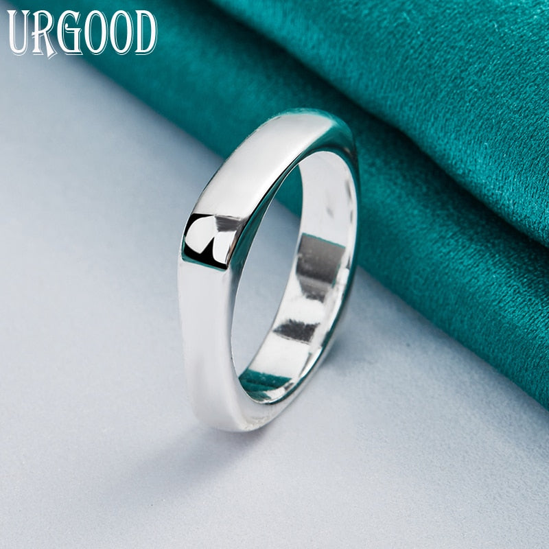 925 Sterling Silver Smooth Square Ring