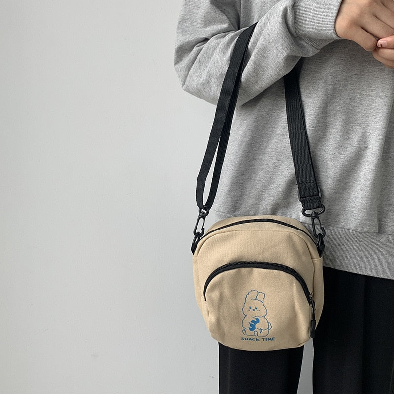 Cute Rabbit Canvas Women Small Crossbody Bag