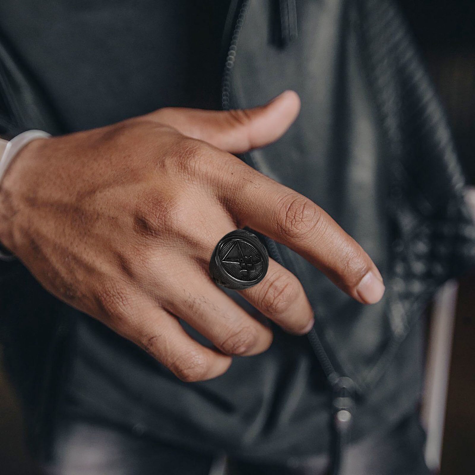 Vnox Sigil of Lucifer Stainless Steel Satan Demon Devil Symbol Signet Ring