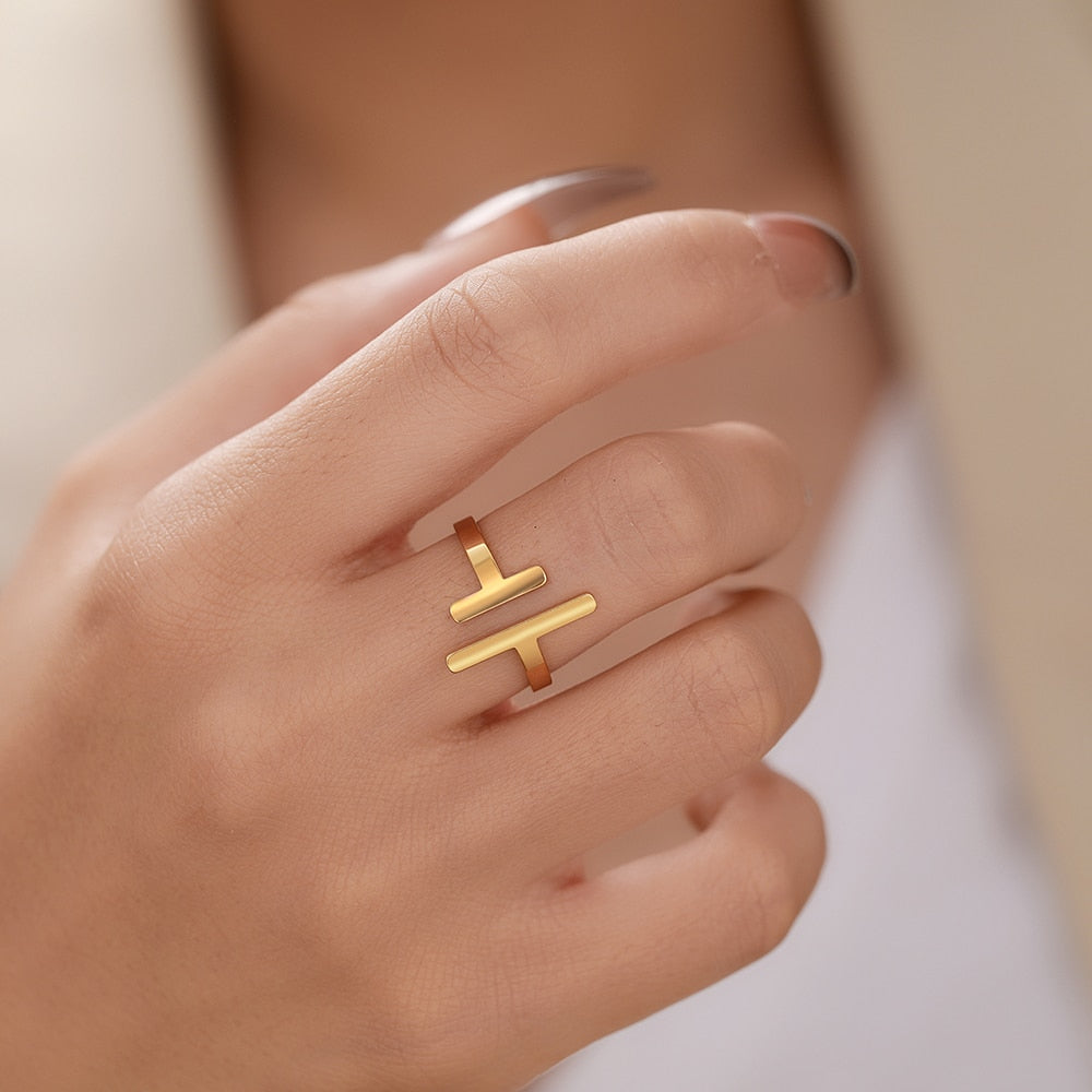 Stainless Steel Ring Simple Minimalist Stick Fashion Couple Adjustable Ring