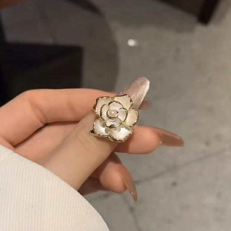 Fashion Geometrical Irregular Baroque Pearl Vintage Open Adjustable Index Ring