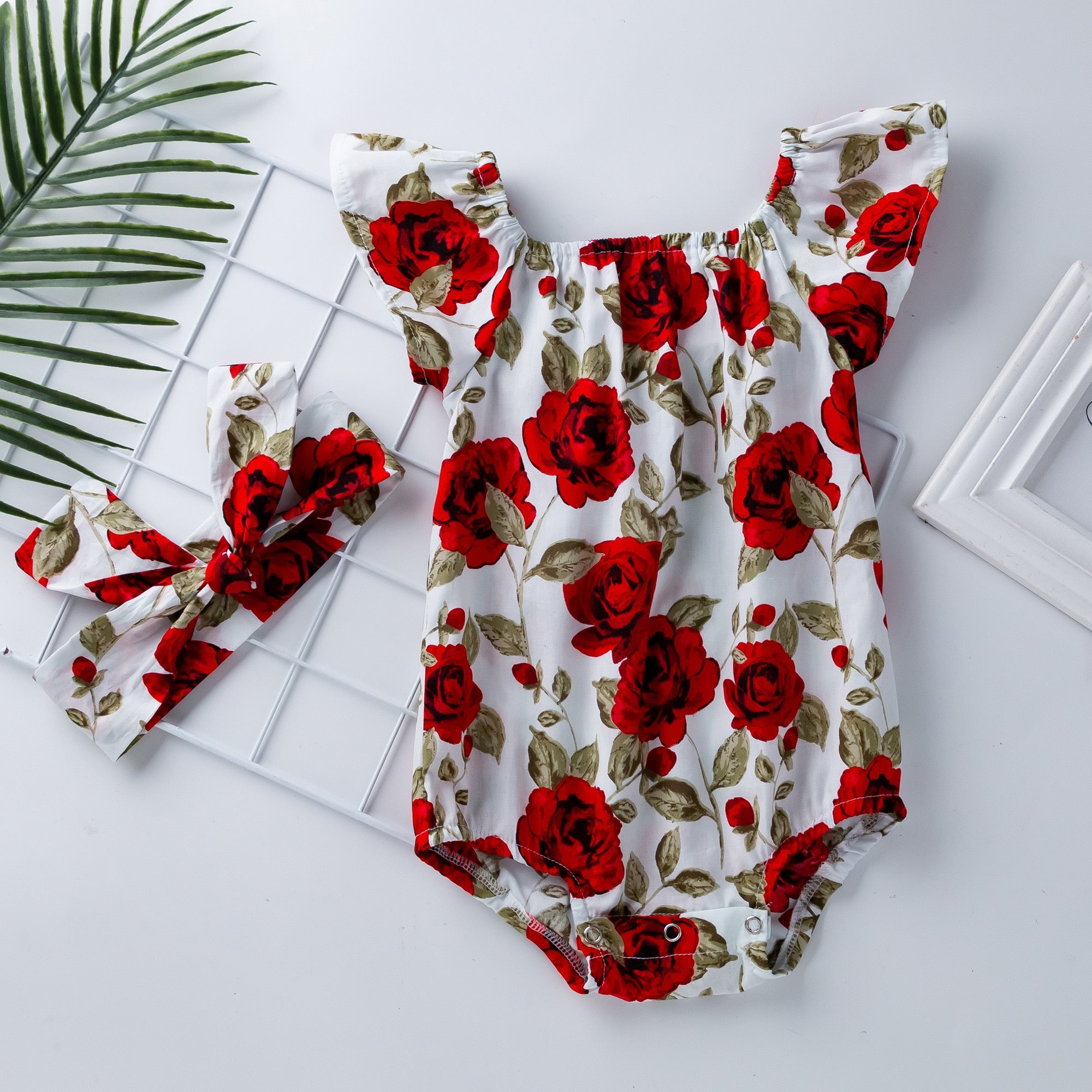 2022 Babany bebe Newborn Baby Floral Print Flutter Romper Girl