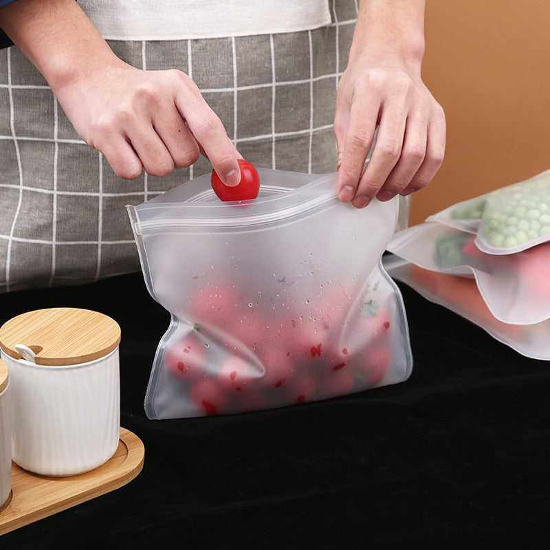 5 Pcs Silicone Reusable Food Storage Ziplock Bag