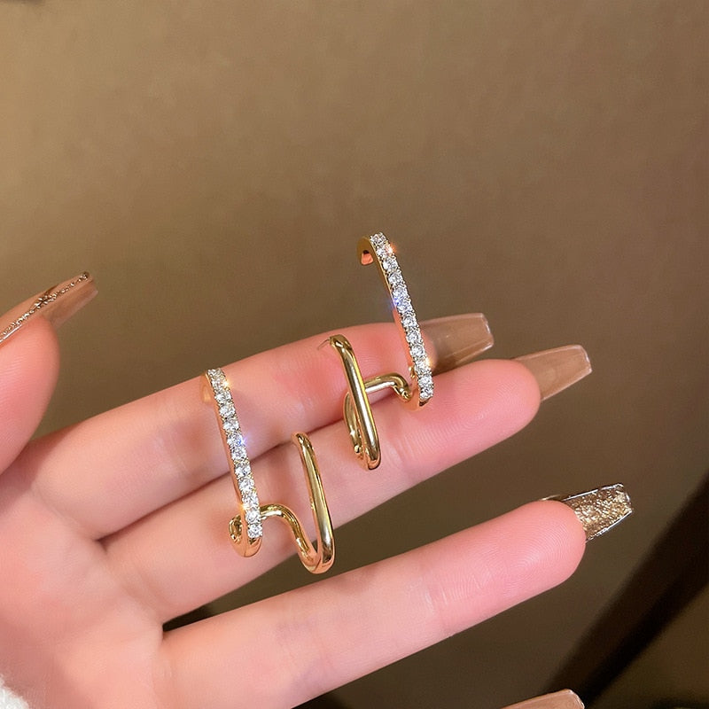 LATS Irregular U-shaped Gold Color Earrings