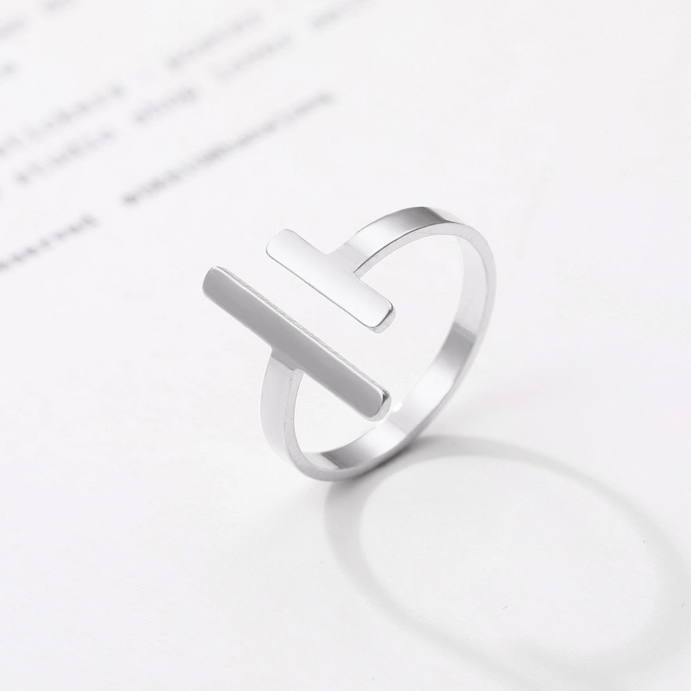 Stainless Steel Ring Simple Minimalist Stick Fashion Couple Adjustable Ring
