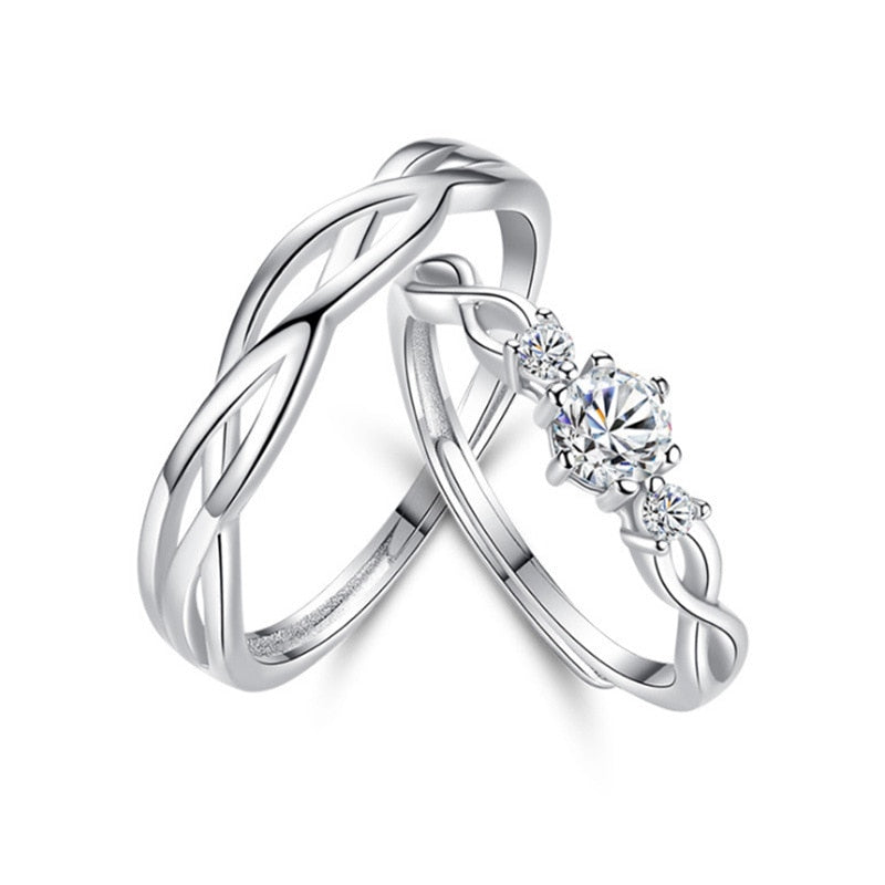 2Pcs/set Black White Romantic Couple Rings