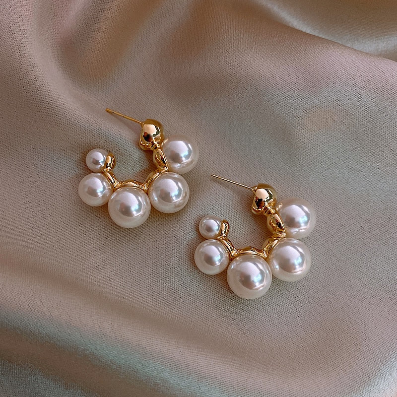 Gold Color Circle Hoop Geometric Earrings for Girls