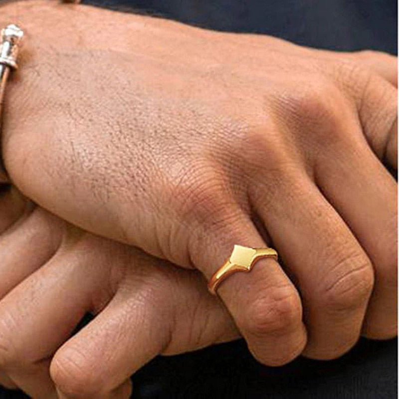 Lotus Signet Stainless Steel Elegant Signet Ring
