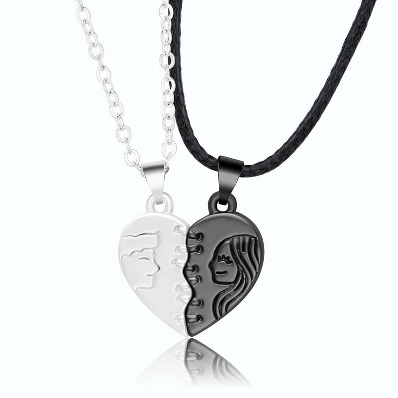 2Pcs Magnetic Heart Couple Necklace