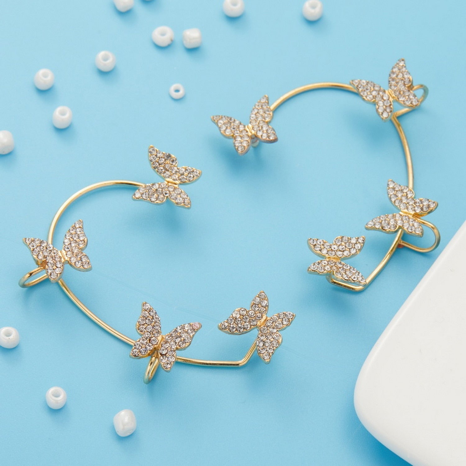 Korean Style Sparkling Zircon Butterfly Ear Clips Without Piercing