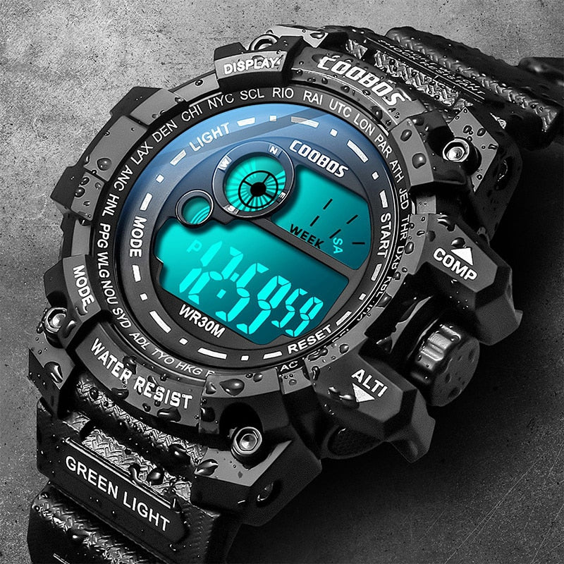 COOBOS LED Digital Luminous Fashion Sport Waterproof Watch