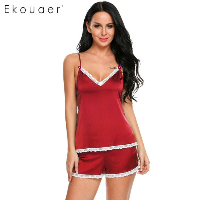 V-Neck Sleepwear Satin Pajama For Women's