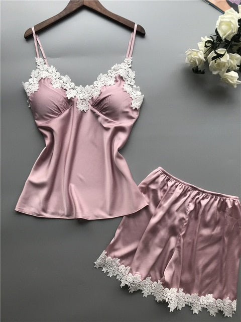 Summer New Ice Silk Thin Section Women Pajamas