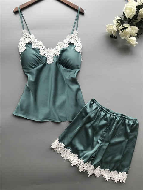 Summer New Ice Silk Thin Section Women Pajamas
