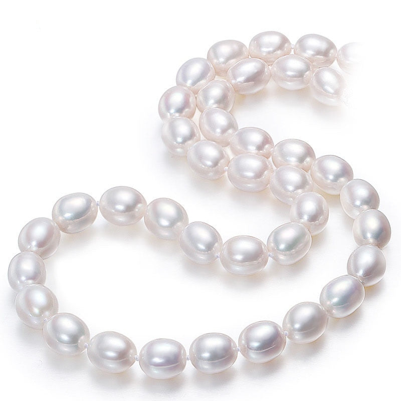 Natural Freshwater Pearl choker Necklace for women 7-8mm White High Guality  Cultured Rice Pearl Jewelry