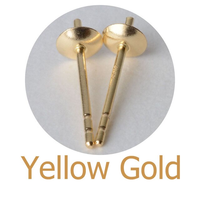 18k gold AU750 earstuds with bead caps, genuine 18 karat gold posts for half-drilled pearl bead stud earrings DIY - Shopeasywear