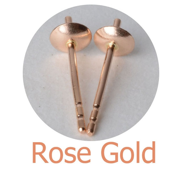 18k gold AU750 earstuds with bead caps, genuine 18 karat gold posts for half-drilled pearl bead stud earrings DIY - Shopeasywear