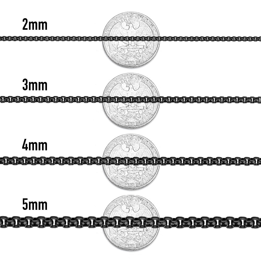 2-5mm Black Box Chain Ketting