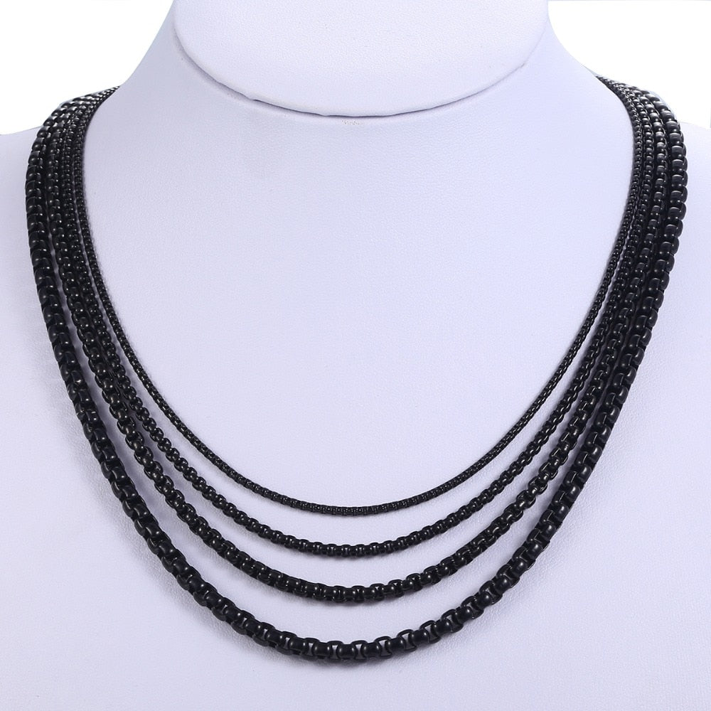 2-5mm Black Box Chain Ketting