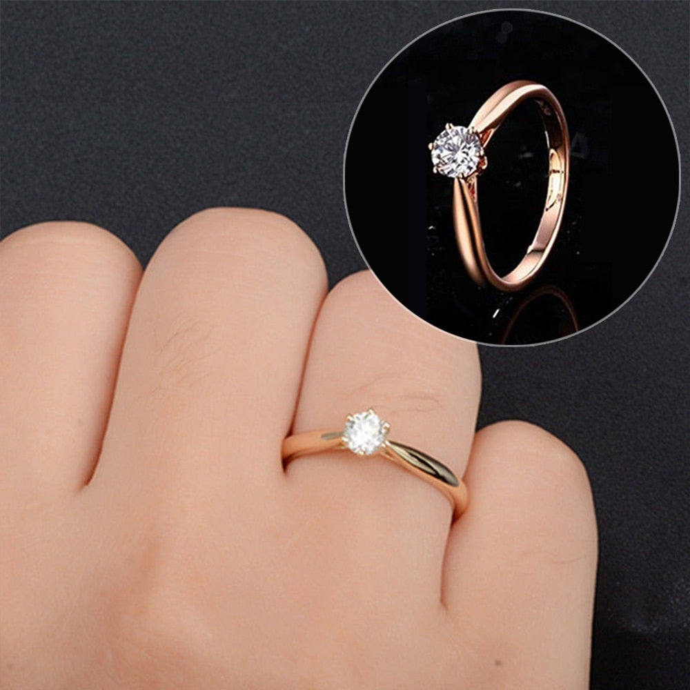 Classic Wedding Rings For Women Forever Simple Style Six Claws Cubic Zirconia 3 Color Wedding Gift Fashion Jewelry KCR033 - Shopeasywear