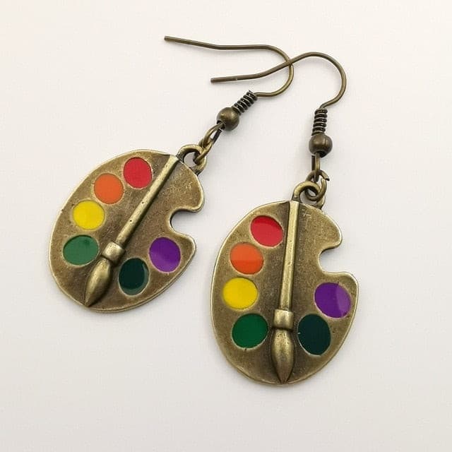 2020 New Palette Earrings Silver Earrings Artist Earrings Wonderful Silver Bright Artist Palette Earrings - Shopeasywear