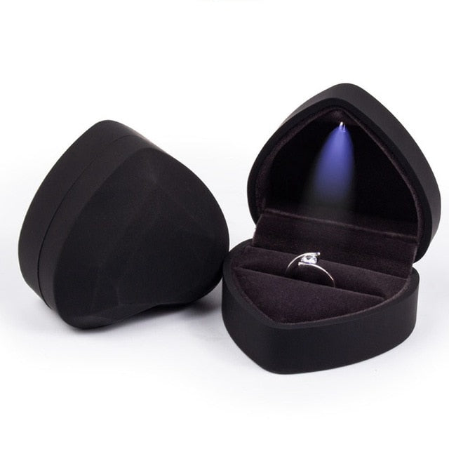 Heart Shape LED Lighted Wedding Earrings Ring Box Jewelry Display Case Holder Gift boxes Amazing Organizer Engagement Ring - Shopeasywear
