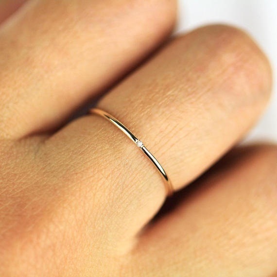 Double Fair 2019 Minimal Zircon Finger Rings For Women Gift 3 Color 1mm Full Round Thin Fashion Jewelry Ring HotSale KCR101M - Shopeasywear