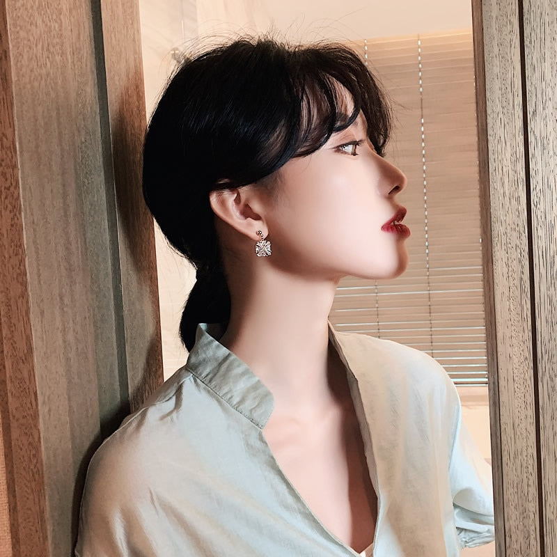Crystal Square Women Dangle Earrings - Shopeasywear