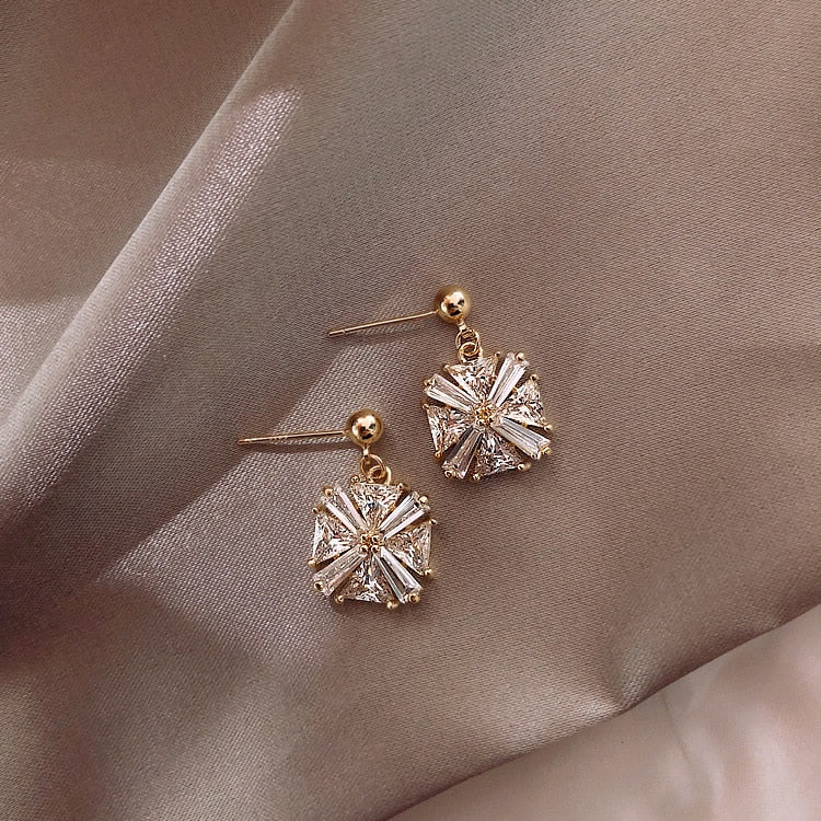 Crystal Square Women Dangle Earrings - Shopeasywear