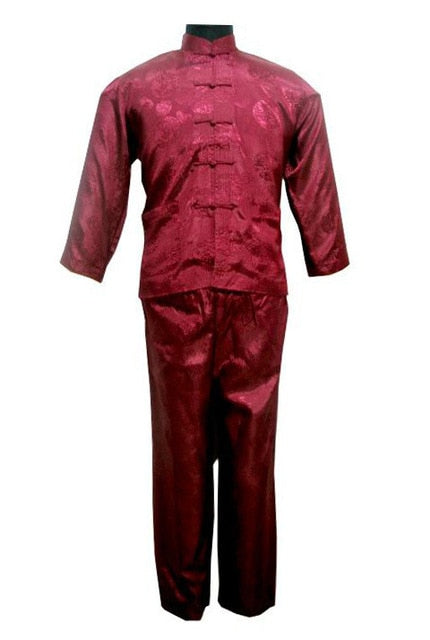 Navy blue Men's Polyester Satin Pajama Sets