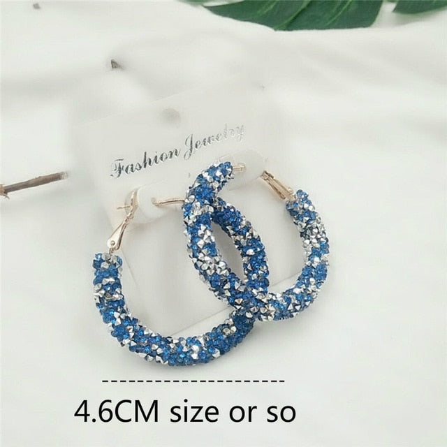 Circle Shiny Crystal Big Earrings - Shopeasywear
