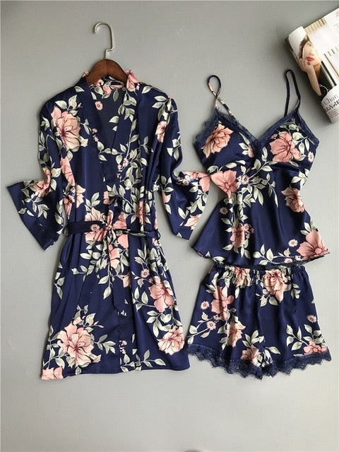 Spaghetti Strap  Printing  Lace Sexy Women Pajamas