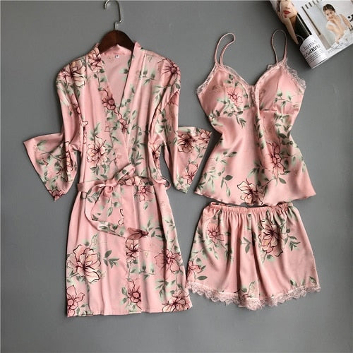 Spaghetti Strap  Printing  Lace Sexy Women Pajamas