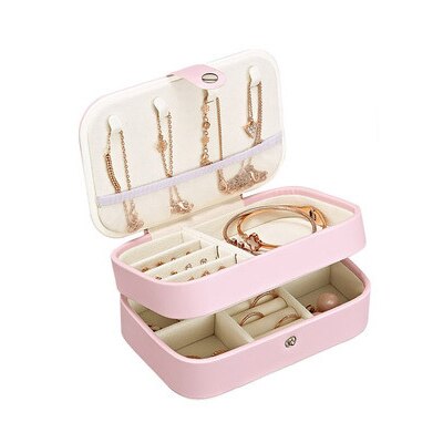 Guanya Newest Mini Stud Earrings Rings Jewelry Box Useful Makeup Organizer With Zipper Travel Portable Display Case Women's Gift - Shopeasywear