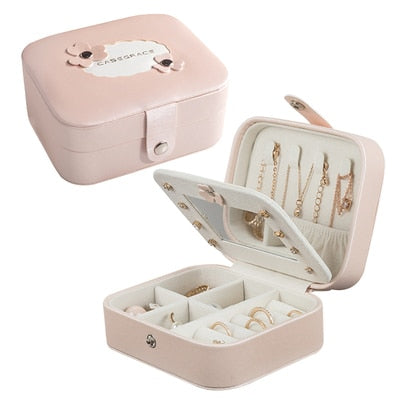 Guanya Newest Mini Stud Earrings Rings Jewelry Box Useful Makeup Organizer With Zipper Travel Portable Display Case Women's Gift - Shopeasywear