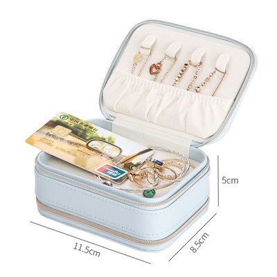 Guanya Newest Mini Stud Earrings Rings Jewelry Box Useful Makeup Organizer With Zipper Travel Portable Display Case Women's Gift - Shopeasywear
