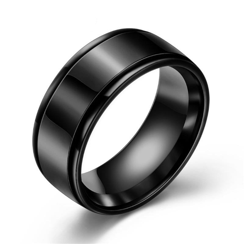Simple Black/Silver/Gold Color Stainless Steel Rings