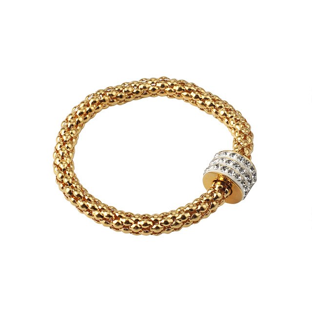 European and American fashion Mens Women Three-color Suit elastic Corn Bracelet Personality Lady Punk Stainless Steel Bracelets - Shopeasywear